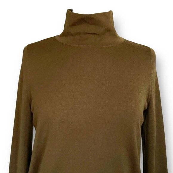 Lafayette 148 Womens Sweater Sz Medium Olive Green Mock Neck Wool Quiet Luxury - Picture 3 of 6